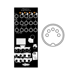 Noise Engineering Mimetic Digitwolis next to a drawing of a DIN jack