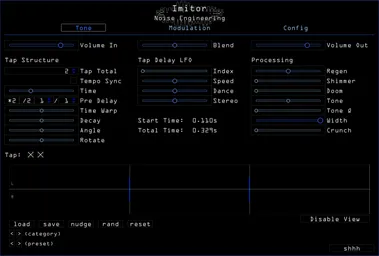 Noise Engineering Imitor delay plugin Tone page