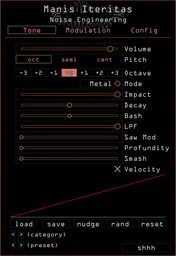 Noise Engineering Manis Iteritas synth plugin Tone page