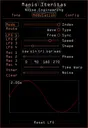 Manis Iteritas for VST, AU, and AAX in Orange. On the Tone page are main parameters that set the timbre of the synth. Presets are also controlled here. The Modulation page showing parameters for LFO1. The Configuration page for the Pitch setting is also shown. Here you can load scala files and set the tuning, polyphony, and bend range. | Noise Engineering