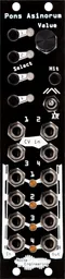 Pons Asinorum Eurorack module in black with buttons and knob at top and jacks at bottom | Noise Engineering
