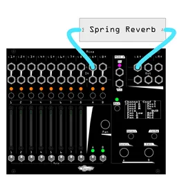 Noise Engineering Xer Mixa illustration with a spring reverb in the aux loop