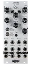 Yester Versio, a stereo 3-tap simple delay in silver. Includes tap tempo, chorus control, and wave folding controls. | Noise Engineering