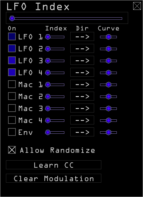 The context menu for modulation assignment