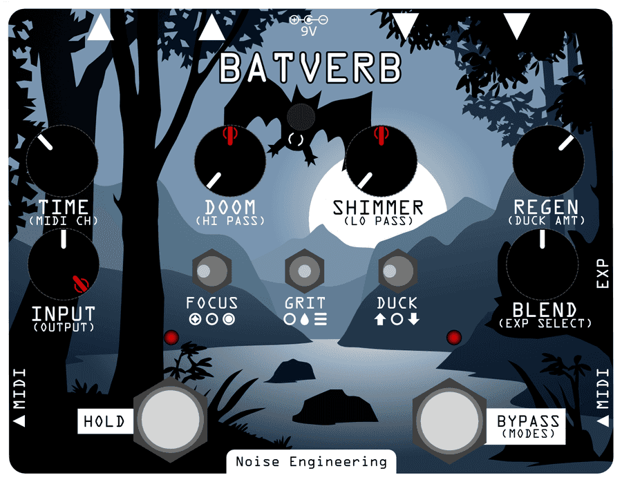 Batverb's knob and switch positions for the General Verb patch