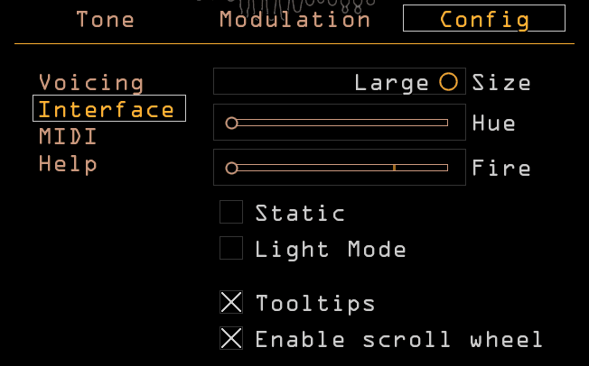 The interface page