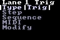 A lane's config screen with its output set to triggers